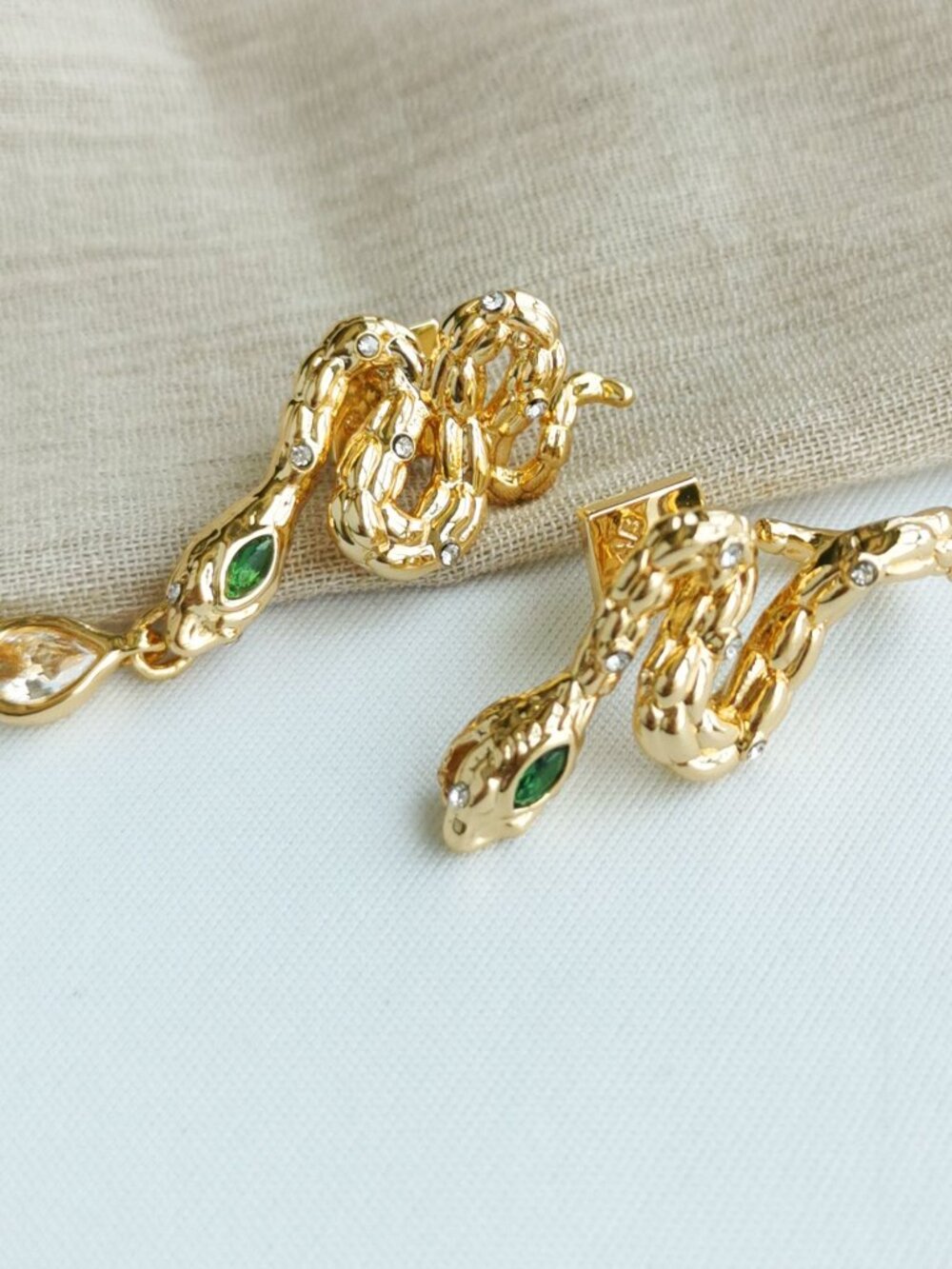 Alexis Bittar Aquatic Dreams Snake Crystal Earrings - Gold Green